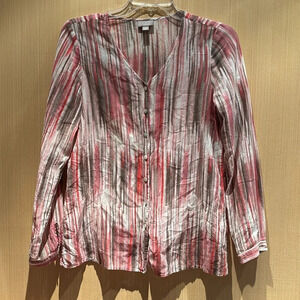 J. Jill Women's Pink Long Sleeve Button Up Silk Blend Blouse Shirt Size XS